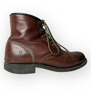 Frye Vintage Brown Leather 6 Hole  Lace Up Boots 7